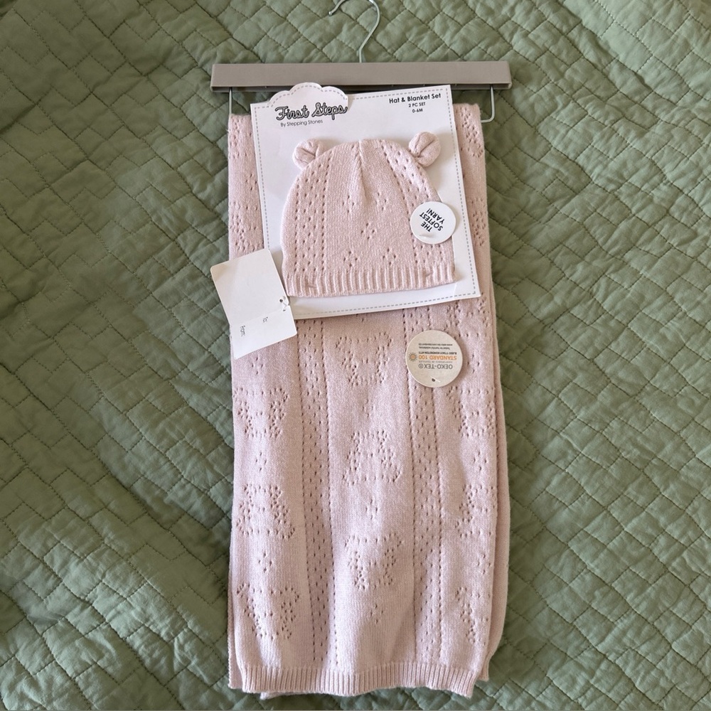 First Steps Baby Blanket and Hat Set by Stepping Stones